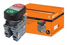 Кнопка двойная MPD3-11С (зеленая/красная) (LED) в сборе d22мм/24В (ON/OFF)  линза прозрачная TDM (SQ0747-0065)
