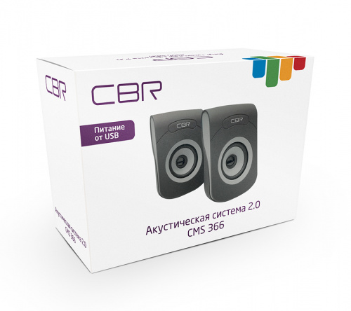 Акустическая система 2.0, CBR CMS 366 Grey, USB, 2х3 Вт (6 Вт RMS), пластик, "софт-тач", 3.5 мм лин. стереовход, кабель 1,2 м, чёрный-серый (1/40) фото 6