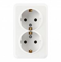 Розетка SMARTBUY 2-местная 16А, ОУ, с заземлением белая "Юпитер" (SBE-03w-16-S2-Z) (1/10)
