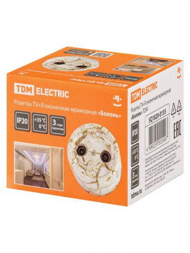 Розетка TDM TV+R оконечная мраморная «Болонь» (1/72) (SQ1820-0155) фото 2 Розетка TDM TV+R оконечная мраморная «Болонь» (1/72) (SQ1820-0155) фото 2