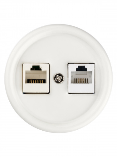 Розетка телефонная RJ11 + компьютерная RJ45 белая «Болонь» TDM (1/72) (SQ1820-0052) фото 5