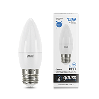 Лампа светодиодная GAUSS Elementary Свеча 12W 950lm 6500K E27 1/10/100 (30232)