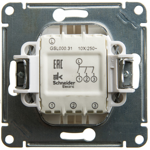 Механизм выключателя 3-кл. С/У GLOSSA 10А IP20 (сх. 3) 10AX механизм перламутр. Systeme Electric GSL000631 (1/20/160)