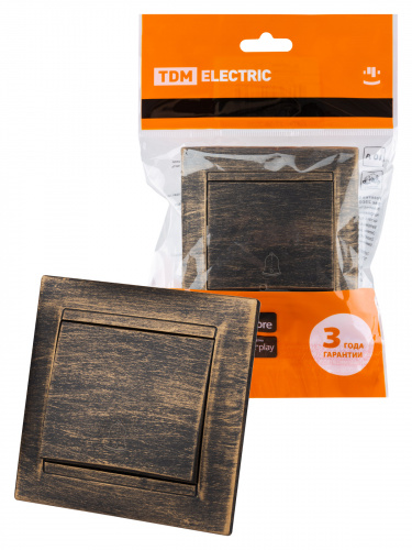 Кнопка звонковая 6А старинная бронза с/у, "Лама" (1/10) TDM (SQ1815-0768)