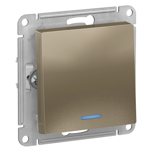 Механизм выключателя 1-кл. С/У ATLASDESIGN 10А IP20 (сх. 1а) 10AX с подсветкой механизм шампань Systeme Electric ATN000513 (1/10/60)
