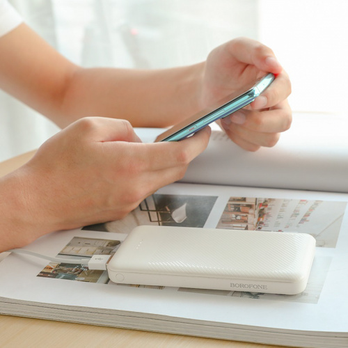 Мобильный аккумулятор Аккумулятор внешний Borofone BT27, Sea, 10000mAh, пластик, 2 USB выхода, рифленный, 2.0A, цвет: белый(1/56) (6931474718068) фото 5