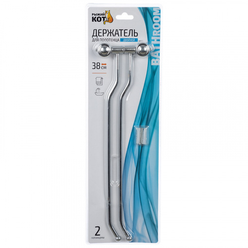 Держатель для полотенца двойной B0924 (хром.металл, пластик, крепление: шуруп) (1/24) (002485) фото 2 Держатель для полотенца двойной B0924 (хром.металл, пластик, крепление: шуруп) (1/24) (002485) фото 2