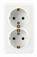 Розетка SMARTBUY 2-местная 16А, ОУ, с заземлением белая, керамика "Юпитер" (SBE-03w-16-S2-Z-c) (1/10)