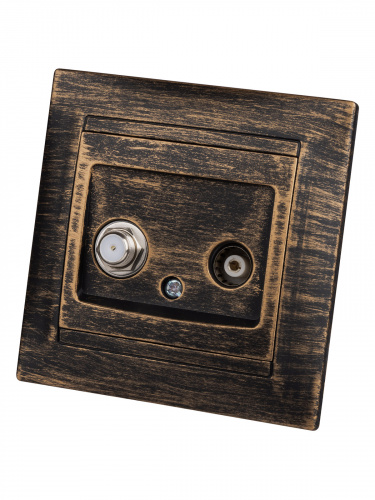 Розетка TV ("мама") + SAT (F-разъем) 0-2400МГц старинная бронза с/у, "Лама" (1/10) TDM (SQ1815-0761) фото 5 Розетка TV ("мама") + SAT (F-разъем) 0-2400МГц старинная бронза с/у, "Лама" (1/10) TDM (SQ1815-0761) фото 5