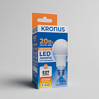 Лампа светодиодная KRONUS A60 груша 20 Вт 220V 3000K E27 тёплый свет (10/100) (KRS-01-0010)