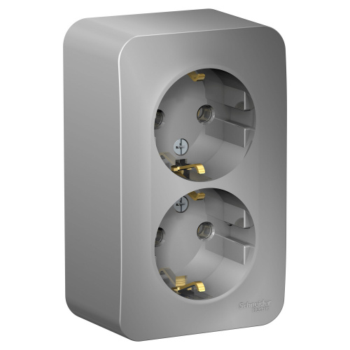 Розетка 2-м О/У BLANCA 16А IP20 250В с заземл. без защ. шторок с изолир. пластиной алюм. Systeme Electric BLNRA010213 (1/8/16)