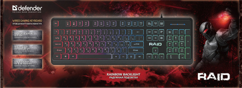 Клавиатура проводная игровая DEFENDER Raid GK-778DL RU, Rainbow,104 кнопки, черная (1/20) (45778) фото 6