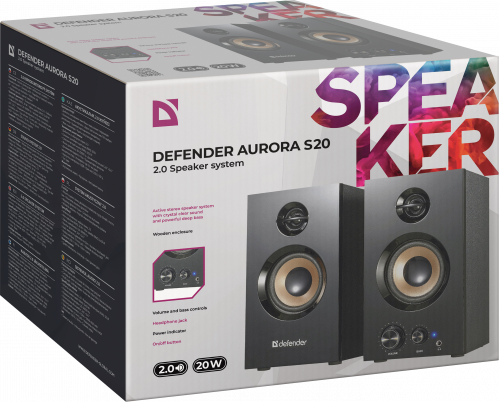 Акустическая 2.0 система DEFENDER  Aurora S20, USB (1/8) (65419) фото 3