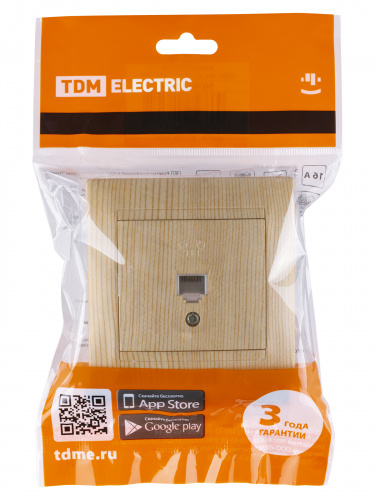 Розетка телефонная RJ11 сосна , с/у, "Лама" (10/120) TDM (SQ1815-0315) фото 2 Розетка телефонная RJ11 сосна , с/у, "Лама" (10/120) TDM (SQ1815-0315) фото 2