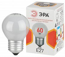 Лампа ЭРА накаливания P45 60Вт Е27 / E27 230В шар матовый (1/100) (Б0066371)