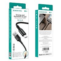 Кабель USB - микро USB Borofone BX54, 1.м, 2.4A, нейлон, цвет: черный (1/360) (6931474745811)
