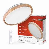 Светильник светодиодный COMFORT WOOD 75Вт 230В 3000-6500K 6000Лм 490x90мм с пультом ДУ IN HOME (1/5) (4690612035758)