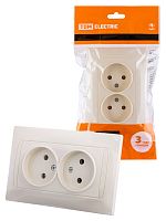Розетка двойная 2П 10А 250В сл. кость , с/у, "Лама" (7/84) TDM (SQ1815-0124)