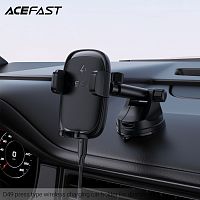 Держатель автомобильный ACEFAST D49, для смартфона, беспроводная зарядка, 15W, пластик, торпедо, цвет: чёрный (1/67) (6974316284130)