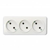 Розетка SMARTBUY 3-местная 10А, ОУ, без заземления белая "Юпитер" (SBE-03w-10-S3-N) (1/10/100)