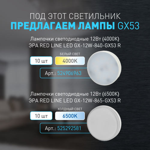 Светильник ЭРА накладной настенно-потолочный спот OL52 BK GX53 IP20 черный (1/40) (Б0059807) фото 11