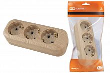 Колодка розеточная 3 гнезда 2П+3 16А 250В "Эко" (сосна) TDM (1/160) (SQ1806-0048)