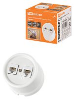 Розетка TDM двойная телефонная RJ11 белая «Болонь» (1/72) (SQ1820-0050)