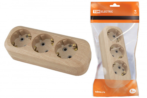 Колодка розеточная 3 гнезда 2П+3 16А 250В "Эко" (сосна) TDM (1/160) (SQ1806-0048) Колодка розеточная 3 гнезда 2П+3 16А 250В "Эко" (сосна) TDM (1/160) (SQ1806-0048)