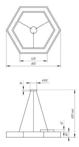 Светильник светодиодный Geometria ЭРА Hexagon SPO-124-W-40K-051 51Вт 4000К 3900Лм IP40 800*800*80 белый подвесной  (Б0050556) фото 7