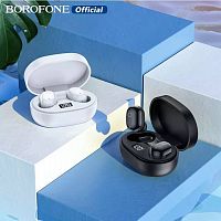Наушники внутриканальные Borofone BW06, Manner, пластик, bluetooth 5.1, LED, цвет: белый (1/20/120) (6974443380477)
