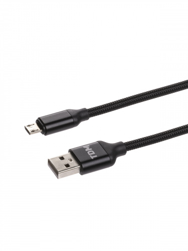 Дата-кабель TDM ДК 7, USB - micro USB, 1 м, тканевая оплетка, черный, (1/200) (SQ1810-0307) фото 3 Дата-кабель TDM ДК 7, USB - micro USB, 1 м, тканевая оплетка, черный, (1/200) (SQ1810-0307) фото 3