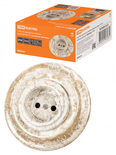 Розетка TDM скрытой установки фарфоровая 2П 10А 250В мраморная «Болонь» (1/36) (SQ1820-0121) Розетка TDM скрытой установки фарфоровая 2П 10А 250В мраморная «Болонь» (1/36) (SQ1820-0121)