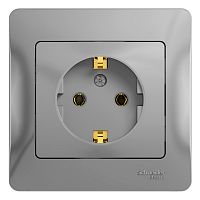 Розетка 1-м С/У GLOSSA 16А IP20 с заземл. в сборе алюм. Systeme Electric GSL000342 (1/15/90)