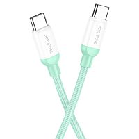 Кабель Type-C - Type-C Borofone BX68, 2.0м, круглый, 3.0A, ткань, цвет: зелёный (1/360) (6974443383546)