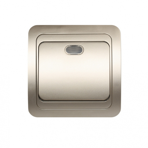 Выключатель SMARTBUY скрытая установка, 1-клавишный с индикатором 10А шампань "Марс" (SBE-02c-10-SW1-1-c)