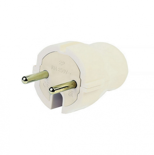 Вилка SMARTBUY прямая без заземления белая 10А 250В (SBE-10-P04-w) (1/60)