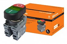Кнопка двойная MPD2-11G (зеленая/красная) (LED) в сборе d22мм/220В (I/O)  линза зеленая TDM (SQ0747-0047)