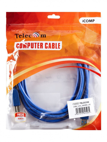 Кабель соединительный USB 3.0 Am/Bm 3m TELECOM (TUS7070-3M) (1/50) фото 2 Кабель соединительный USB 3.0 Am/Bm 3m TELECOM (TUS7070-3M) (1/50) фото 2