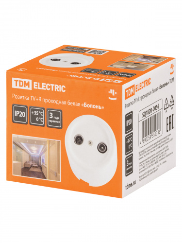 Розетка TDM TV+R проходная белая «Болонь» (1/72) (SQ1820-0056) фото 2 Розетка TDM TV+R проходная белая «Болонь» (1/72) (SQ1820-0056) фото 2
