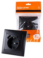 Розетка 2П+З 16А 250В + 2 USB порта 2,1А 5В графит с/у, "Лама" (1/96) TDM (SQ1815-0642)