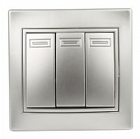 Выключатель INTRO 3 клавиши, 10АХ-250В, скрытой установки, Plano, алюминий (1/10/200/2400) (Б0030050)