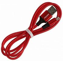 Кабель для зарядки и передачи данных S14 MicroUSB красный/черн., 3 А, 1 м, Smartbuy (iK-12-S14rb)