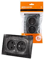 Розетка двойная 2П 10А 250В с защ. шт. старинное серебро с/у, "Лама" (1/7) TDM (SQ1815-0653)