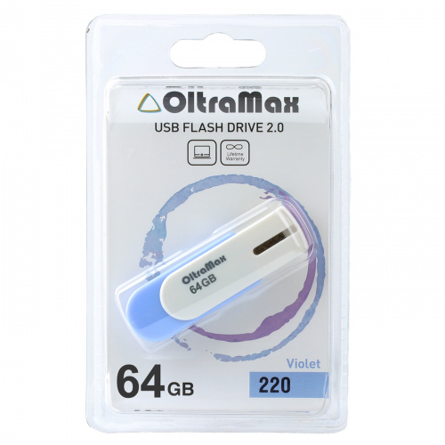 Флеш-накопитель USB  64GB  OltraMax  220  фиолетовый (OM-64GB-220-Violet) фото 6