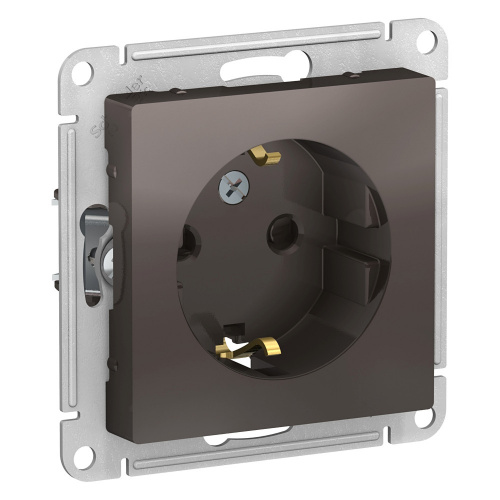 Механизм розетки 1-м С/У ATLASDESIGN 16А IP20 с заземл. защ. шторки мокко Systeme Electric ATN000645 (1/10/60)