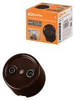 Розетка TDM TV+R проходная коричневая «Болонь» (1/72) (SQ1820-0456)