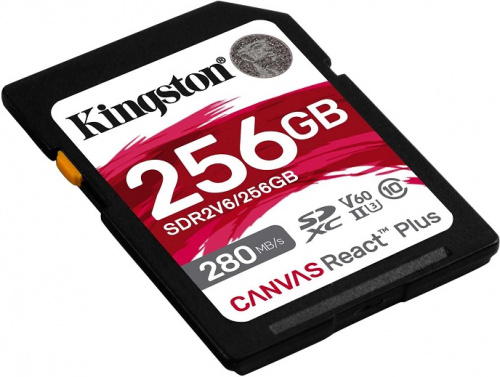 Карта памяти SDXC  256GB  Kingston Class 10 UHS-II U3 V30 Canvas React Plus (280 Mb/s) (SDR2V6/256GB)