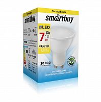 Лампа светодиодная SMARTBUY GU10 (MR16) 7Вт 220V 3000K (рефлекторная, теплый свет) (10/100) (SBL-GU10-07-30K-N)
