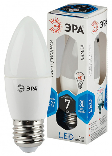 Лампа светодиодная ЭРА STD LED B35-7W-840-E27 E27 / Е27 7Вт свеча нейтральный белый свет (1/100) (Б0020540) фото 5