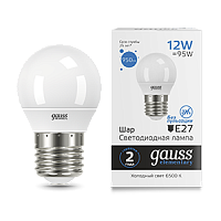 Лампа светодиодная GAUSS Elementary Шар 12W 950lm 6500K Е27 1/10/100 (53232)